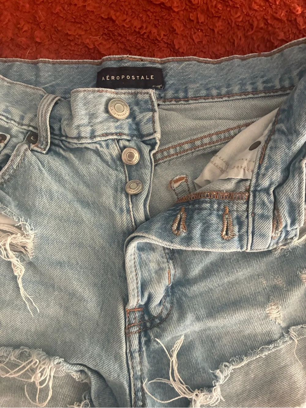 Aeropostale Light Wash Frayed Denim Cutoff Shorts